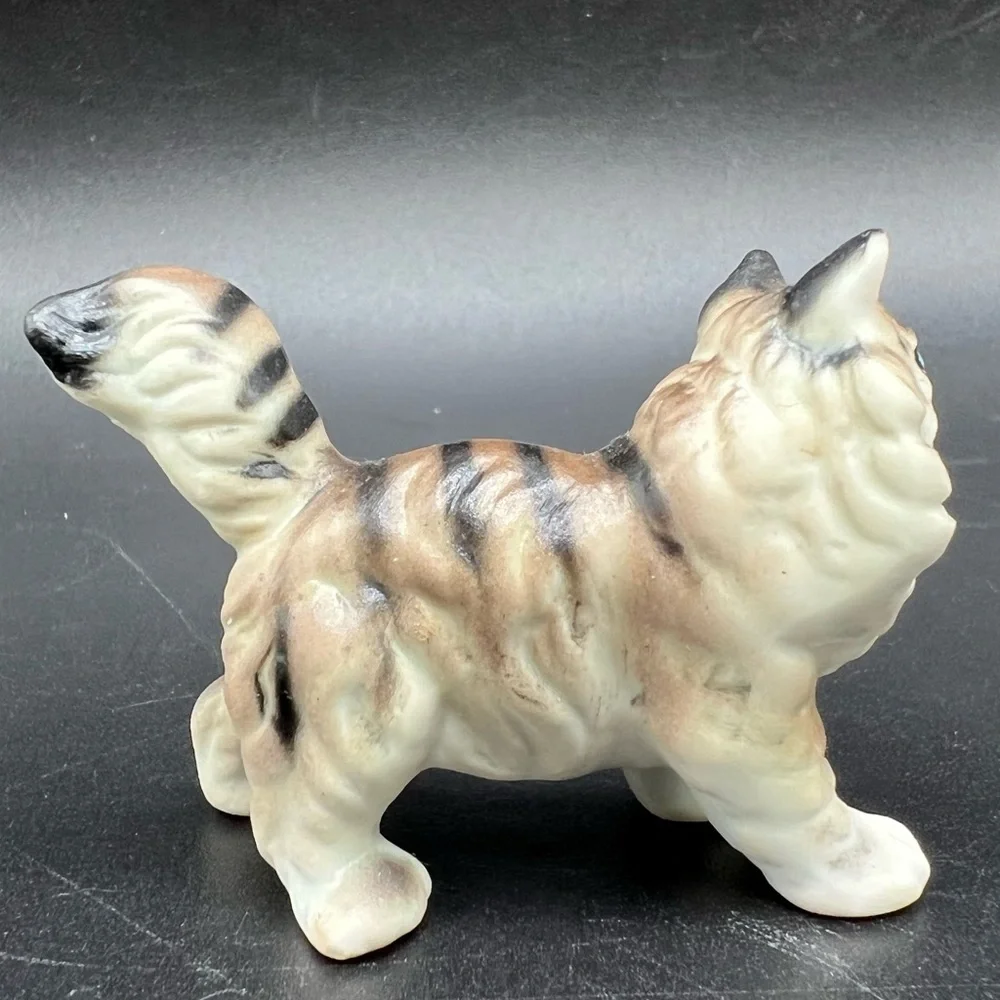 Vintage Cat Figurine Standing Striped Blue Eyes